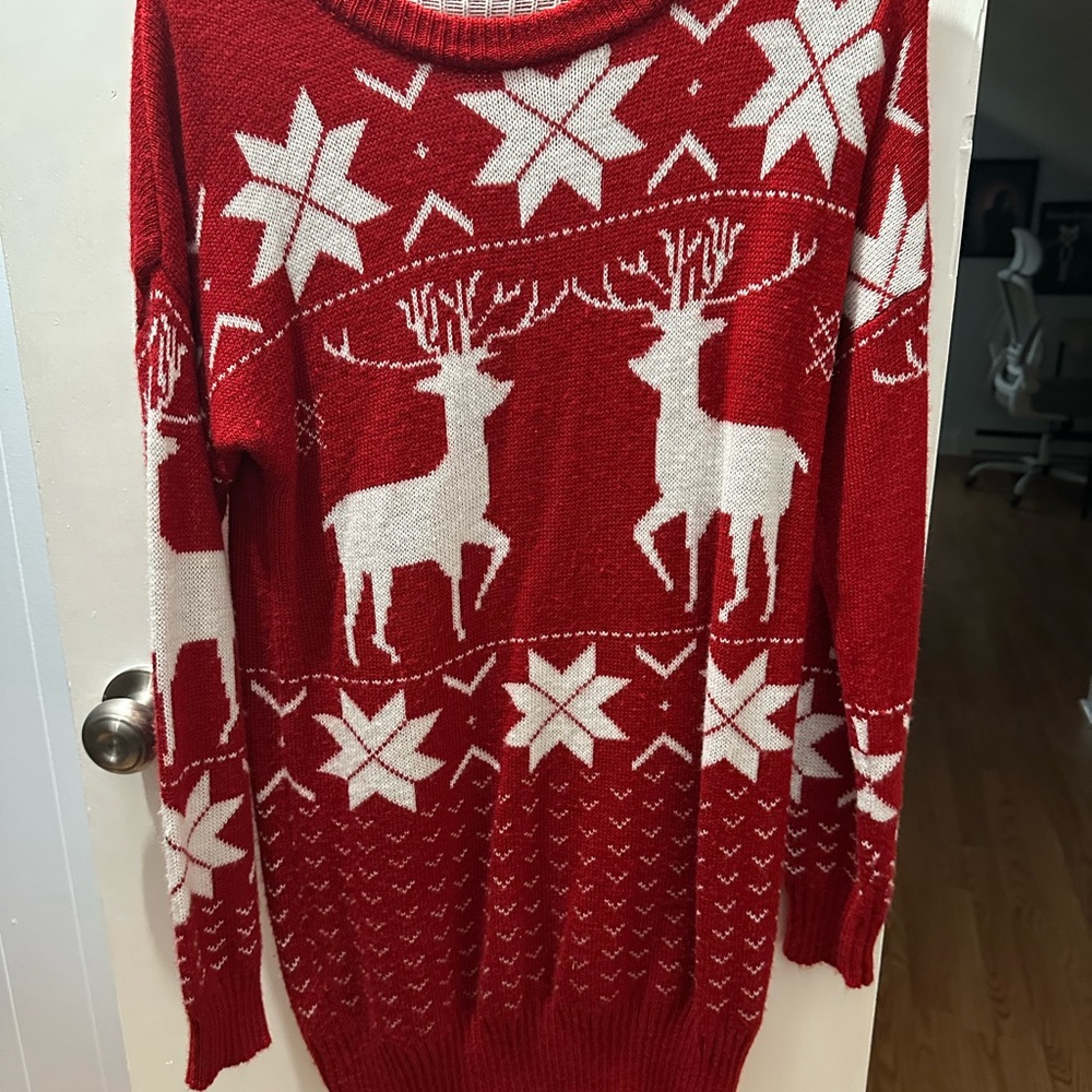 Red and White Reindeer Sweater